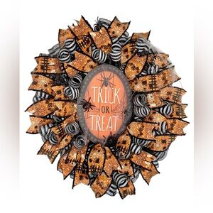 Halloween Trick or Treat Wreath - Orange and Black